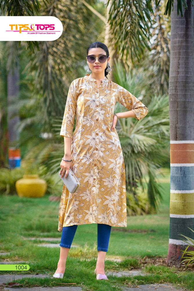 Mimi Vol 02 By Tips Tops Printed Rayon Designer Kurtis Wholesale Price In Surat